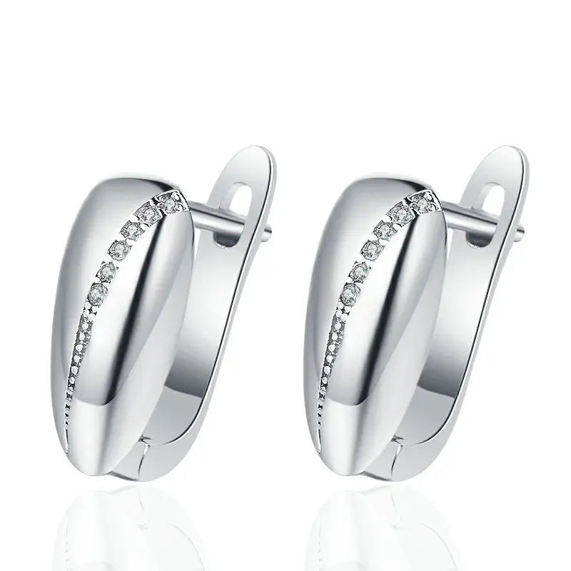Retro Zircon Silver Earrings