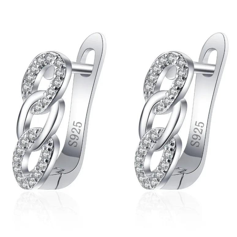 Retro Zircon Silver Earrings