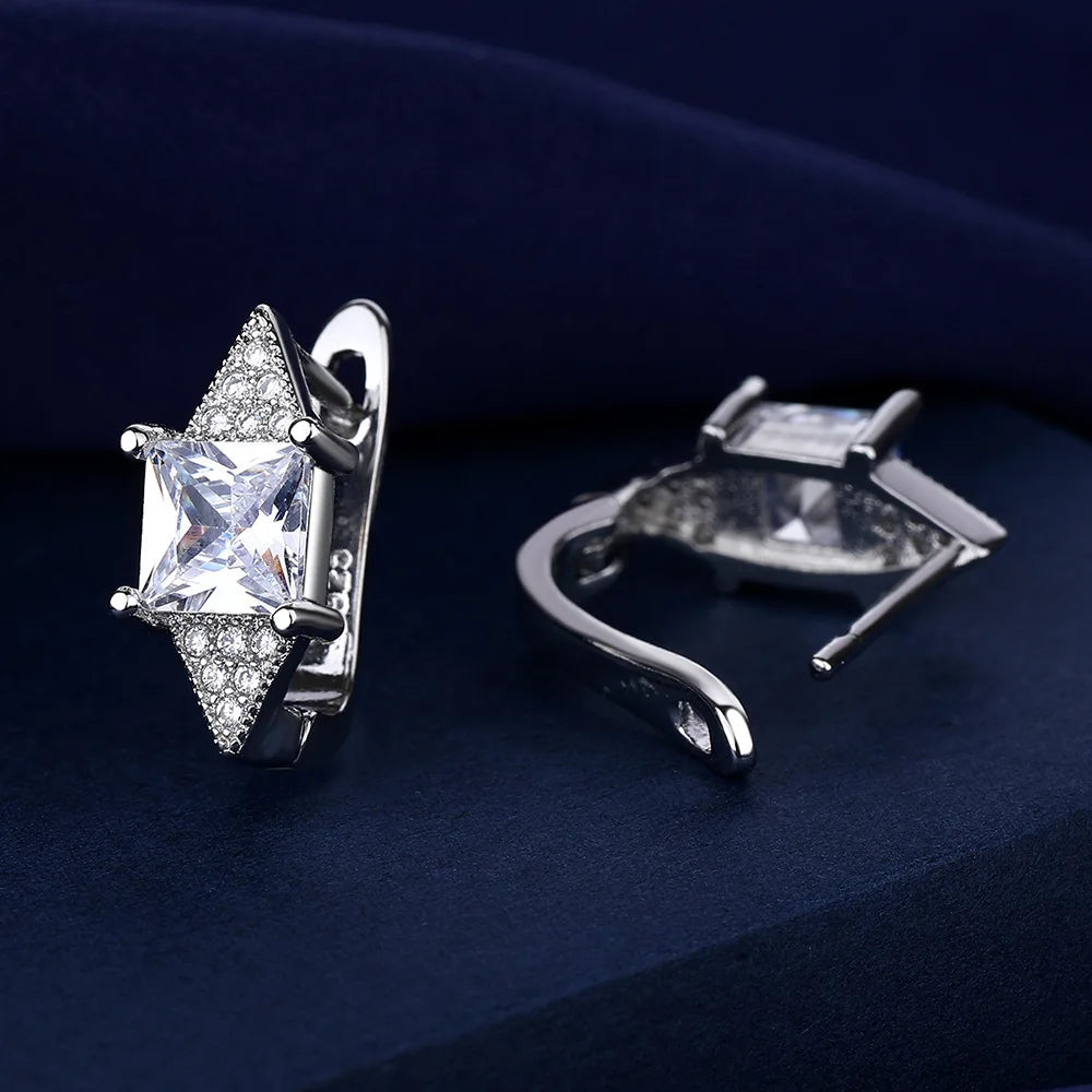 Retro Zircon Silver Earrings