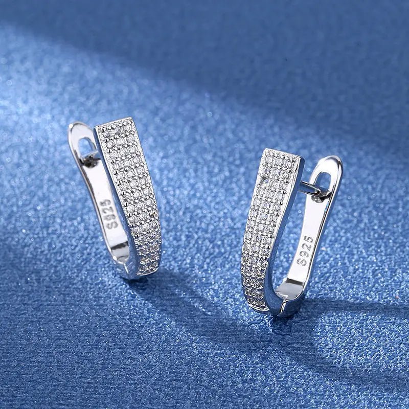 Retro Zircon Silver Earrings