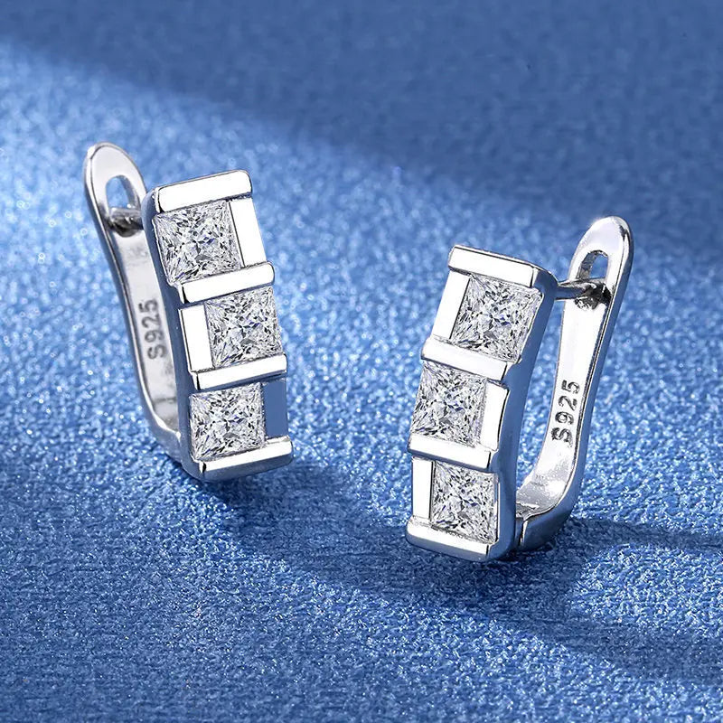 Retro Zircon Silver Earrings