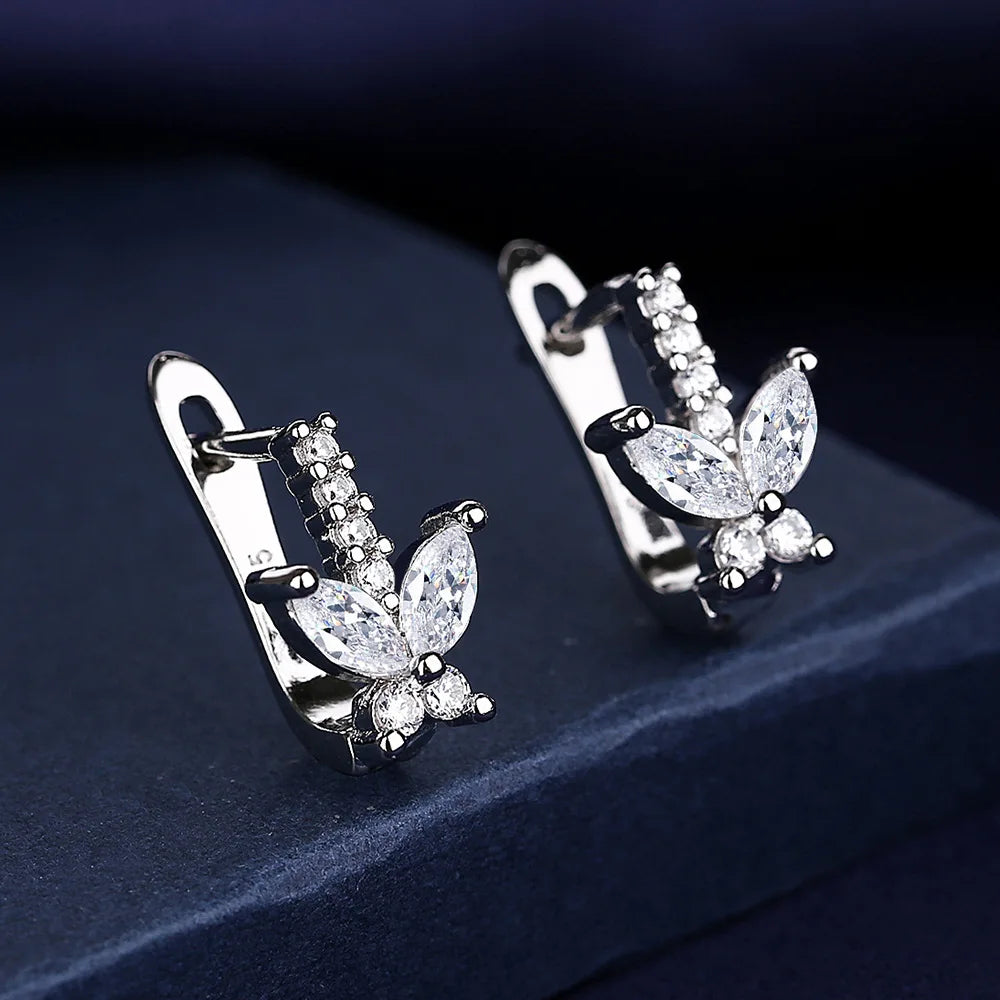 Retro Zircon Silver Earrings