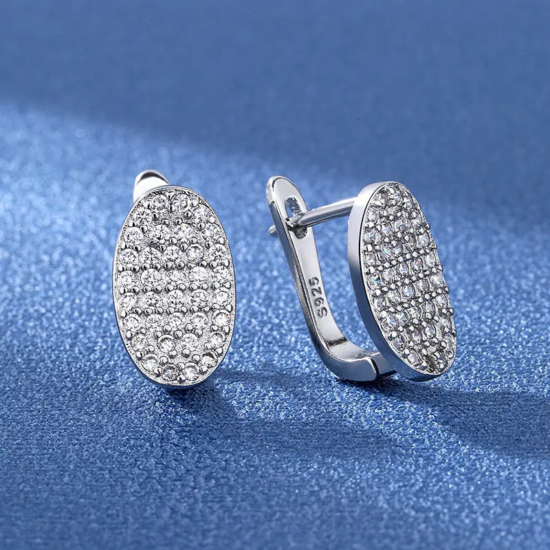 Retro Zircon Silver Earrings