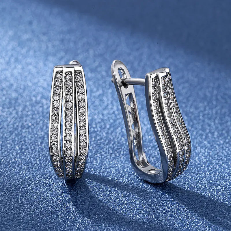 Retro Zircon Silver Earrings