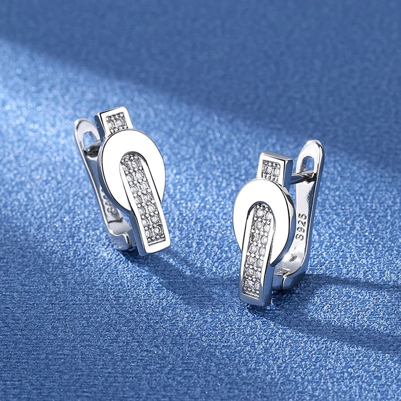 Retro Zircon Silver Earrings