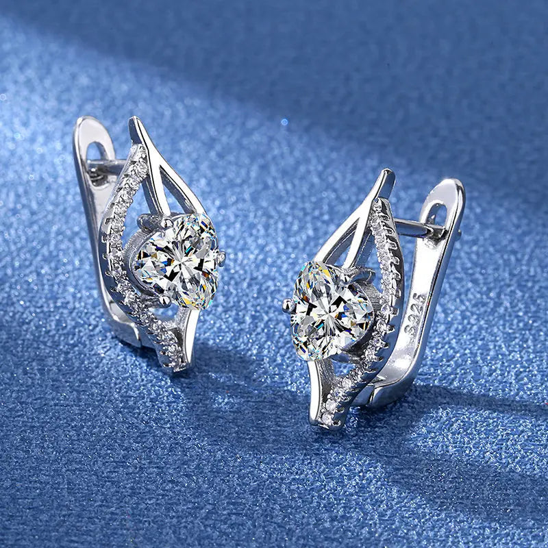 Retro Zircon Silver Earrings