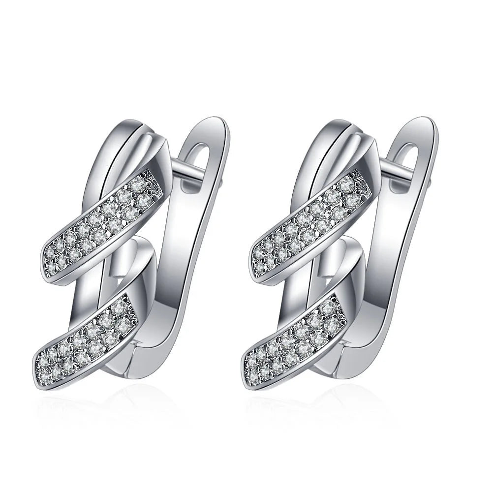Retro Zircon Silver Earrings