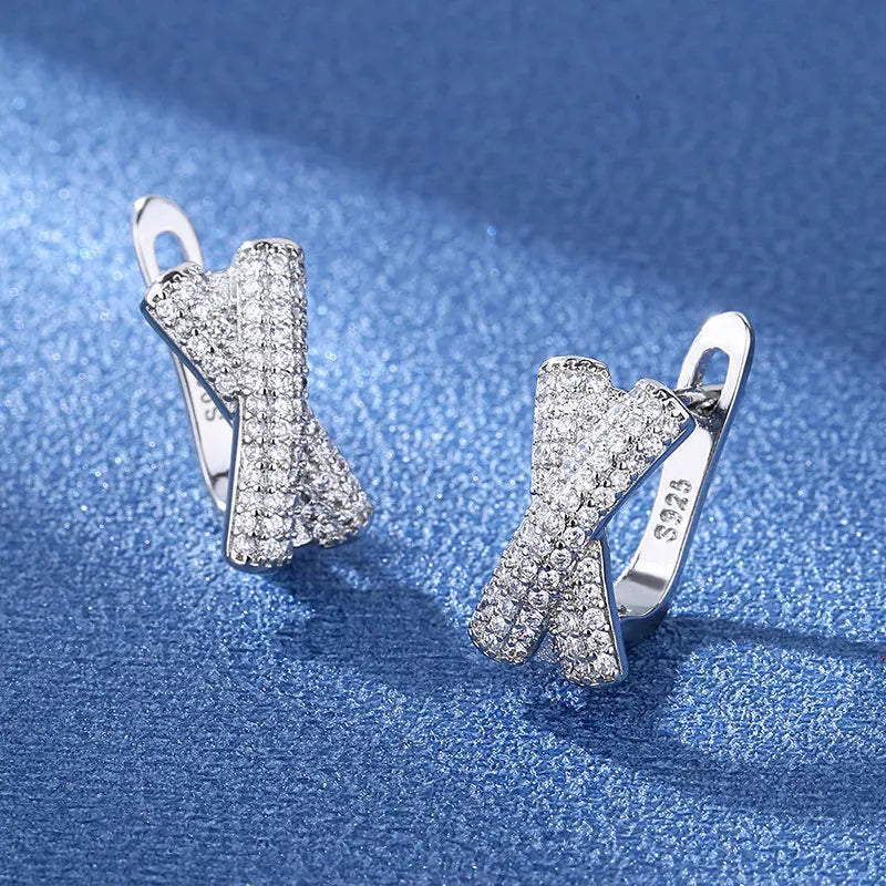 Retro Zircon Silver Earrings