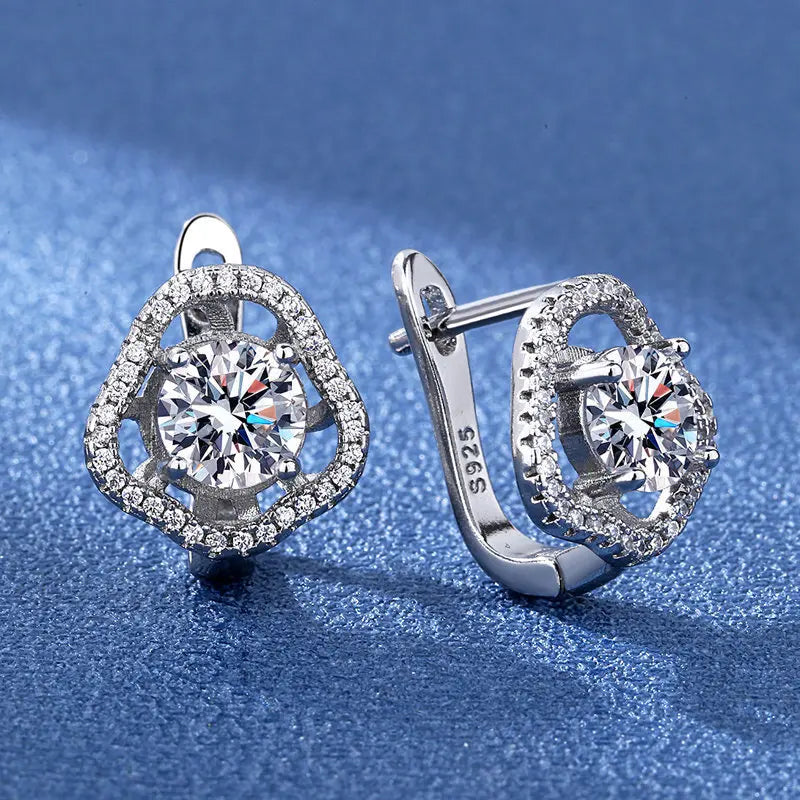 Retro Zircon Silver Earrings