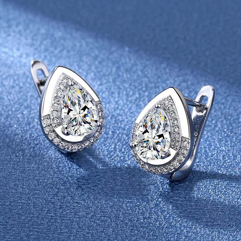 Retro Zircon Silver Earrings