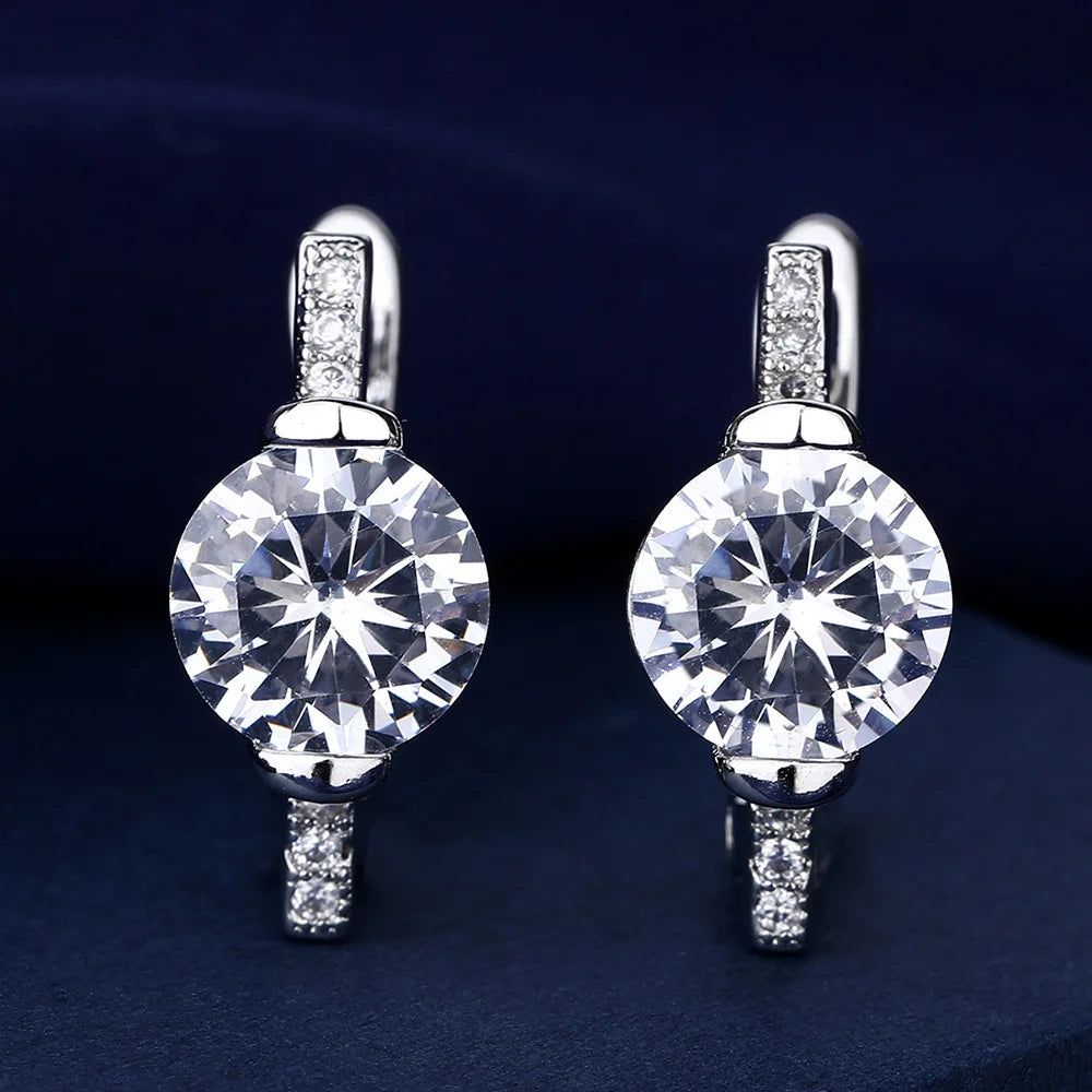 Retro Zircon Silver Earrings