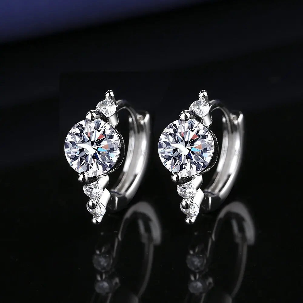 Retro Zircon Silver Earrings