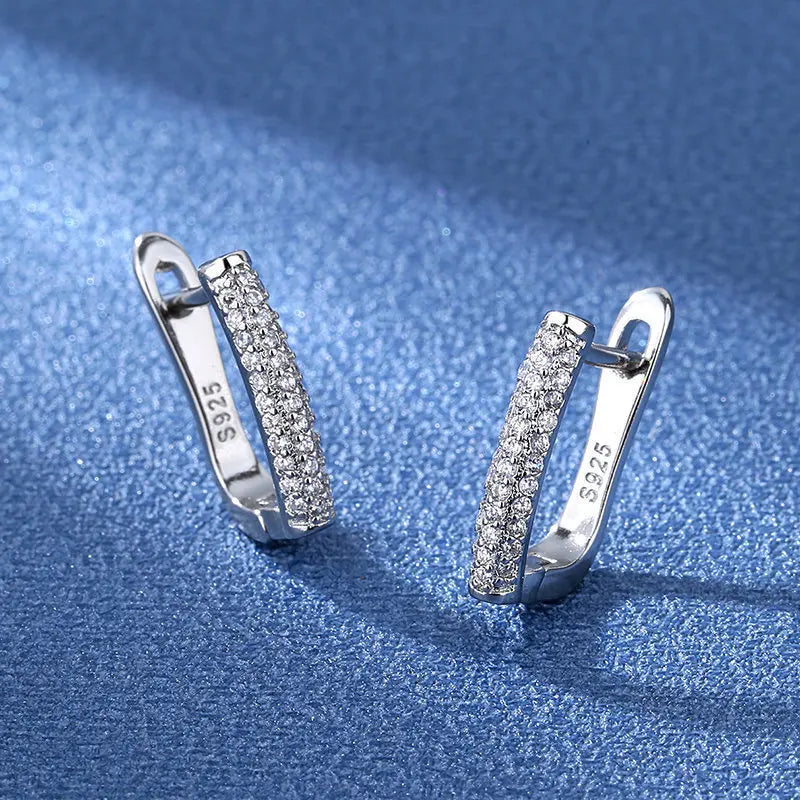 Retro Zircon Silver Earrings