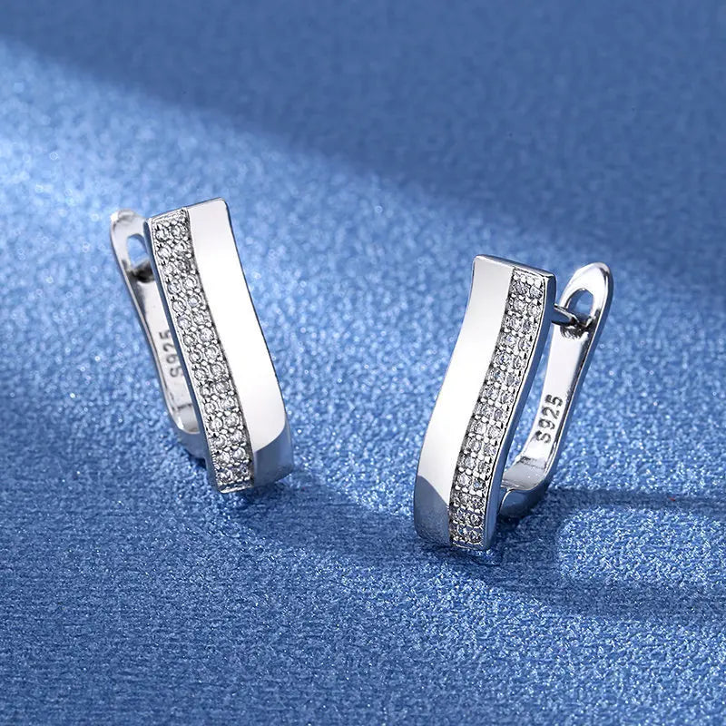 Retro Zircon Silver Earrings