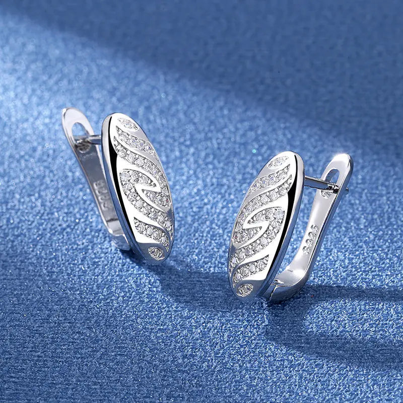 Retro Zircon Silver Earrings