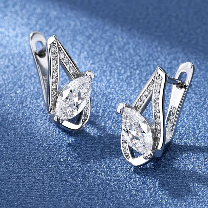 Retro Zircon Silver Earrings