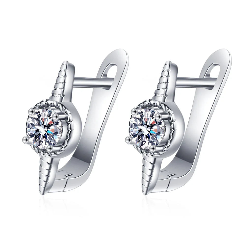 Retro Zircon Silver Earrings