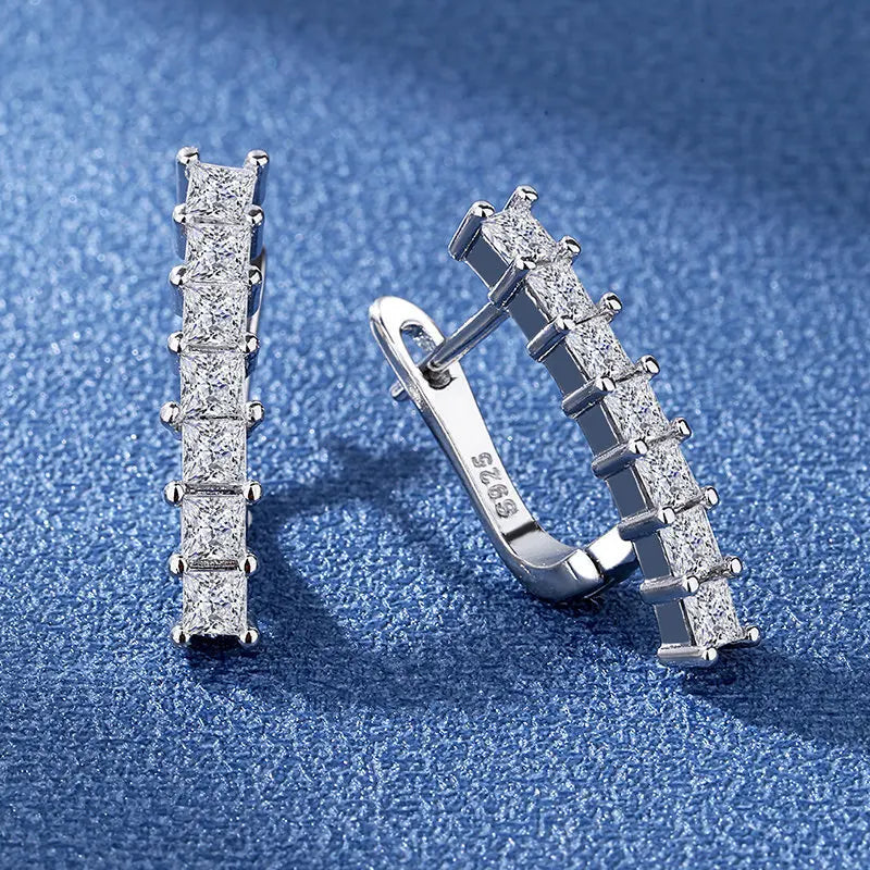 Retro Zircon Silver Earrings