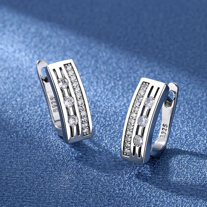 Retro Zircon Silver Earrings