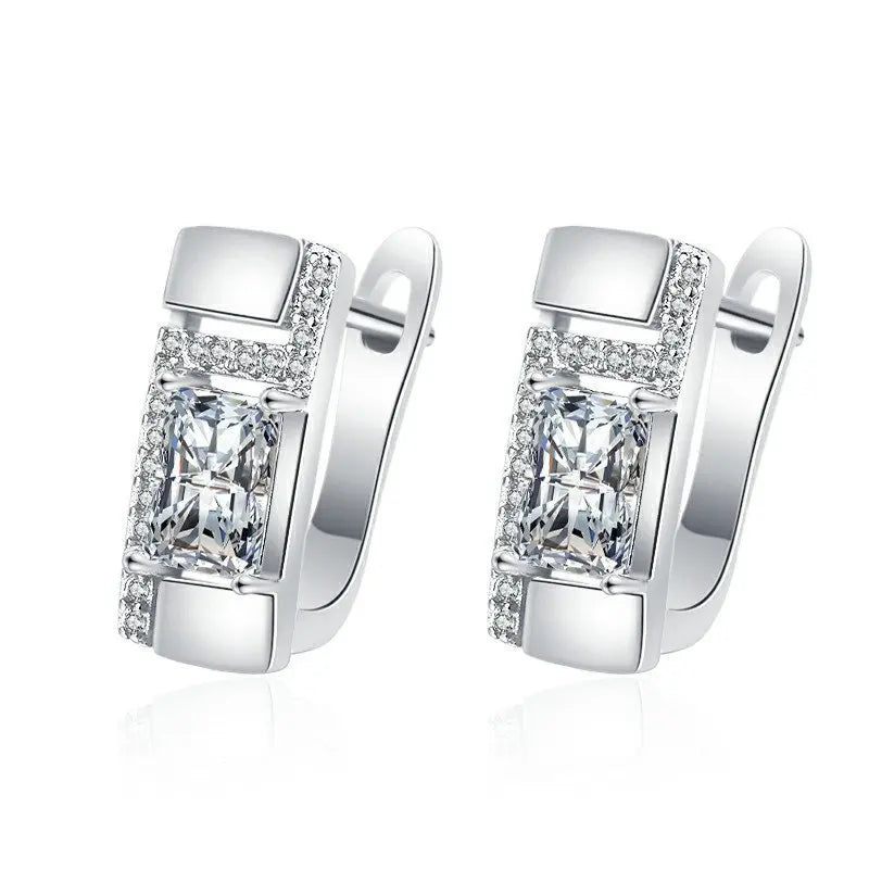Retro Zircon Silver Earrings