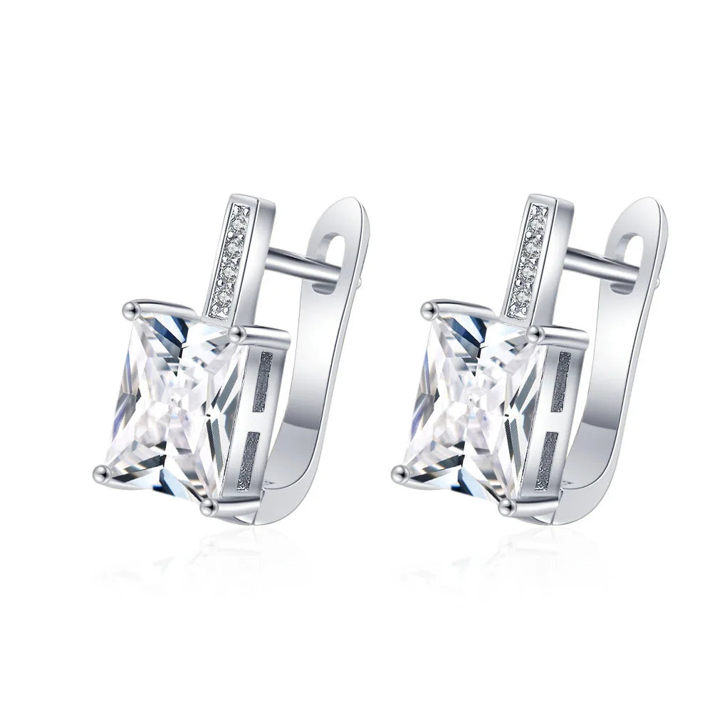 Retro Zircon Silver Earrings