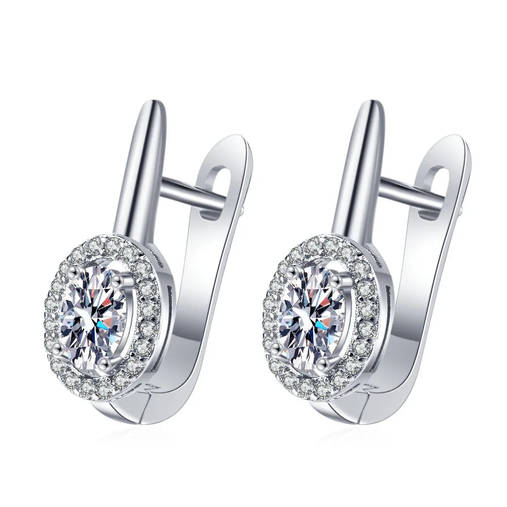Retro Zircon Silver Earrings