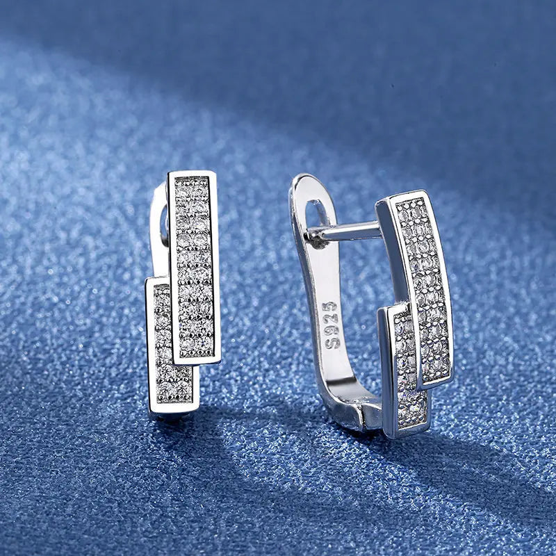 Retro Zircon Silver Earrings