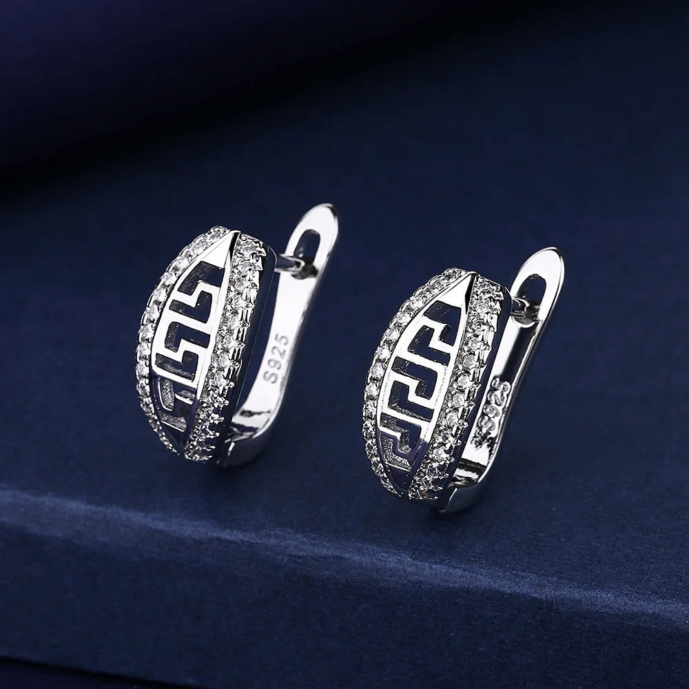 Retro Zircon Silver Earrings