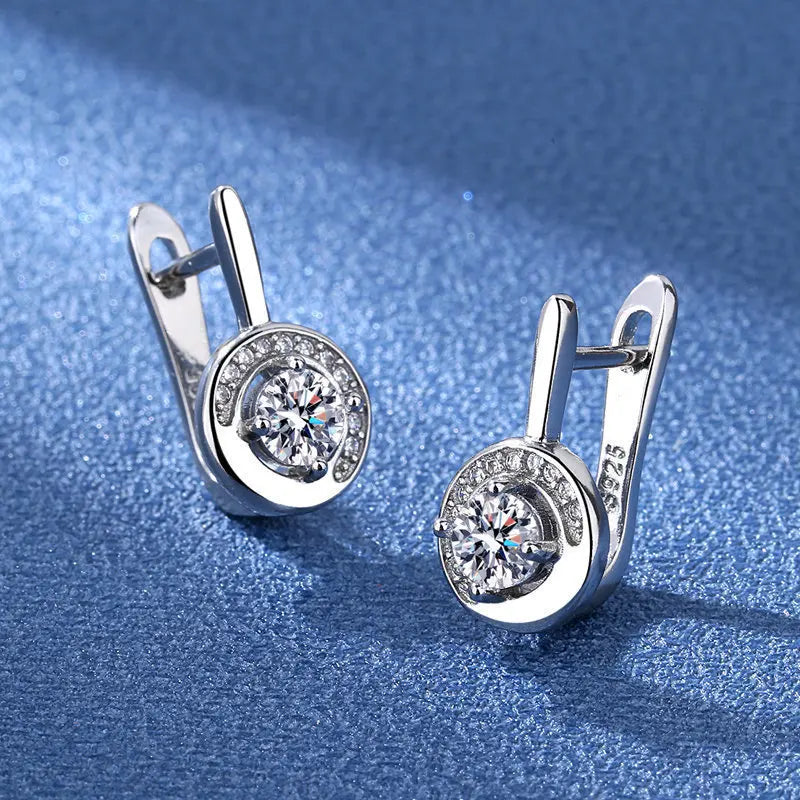 Retro Zircon Silver Earrings