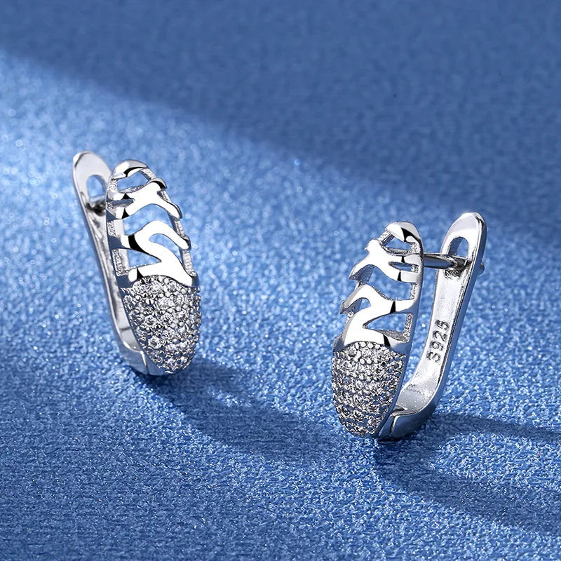 Retro Zircon Silver Earrings