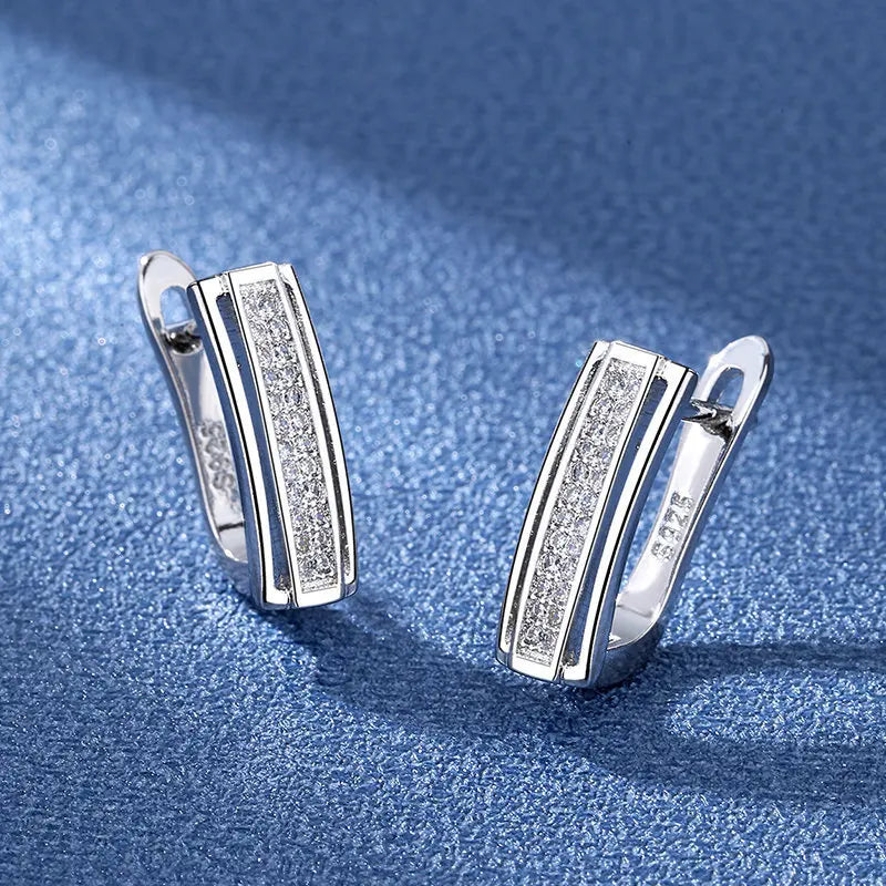 Retro Zircon Silver Earrings