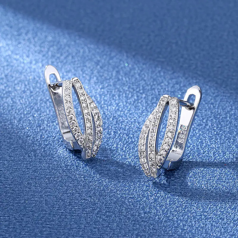 Retro Zircon Silver Earrings