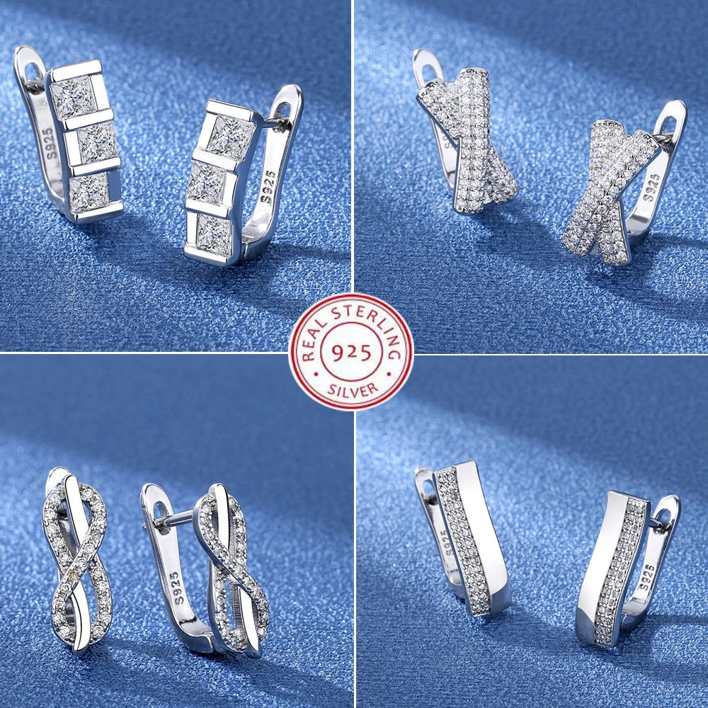 Retro Zircon Silver Earrings