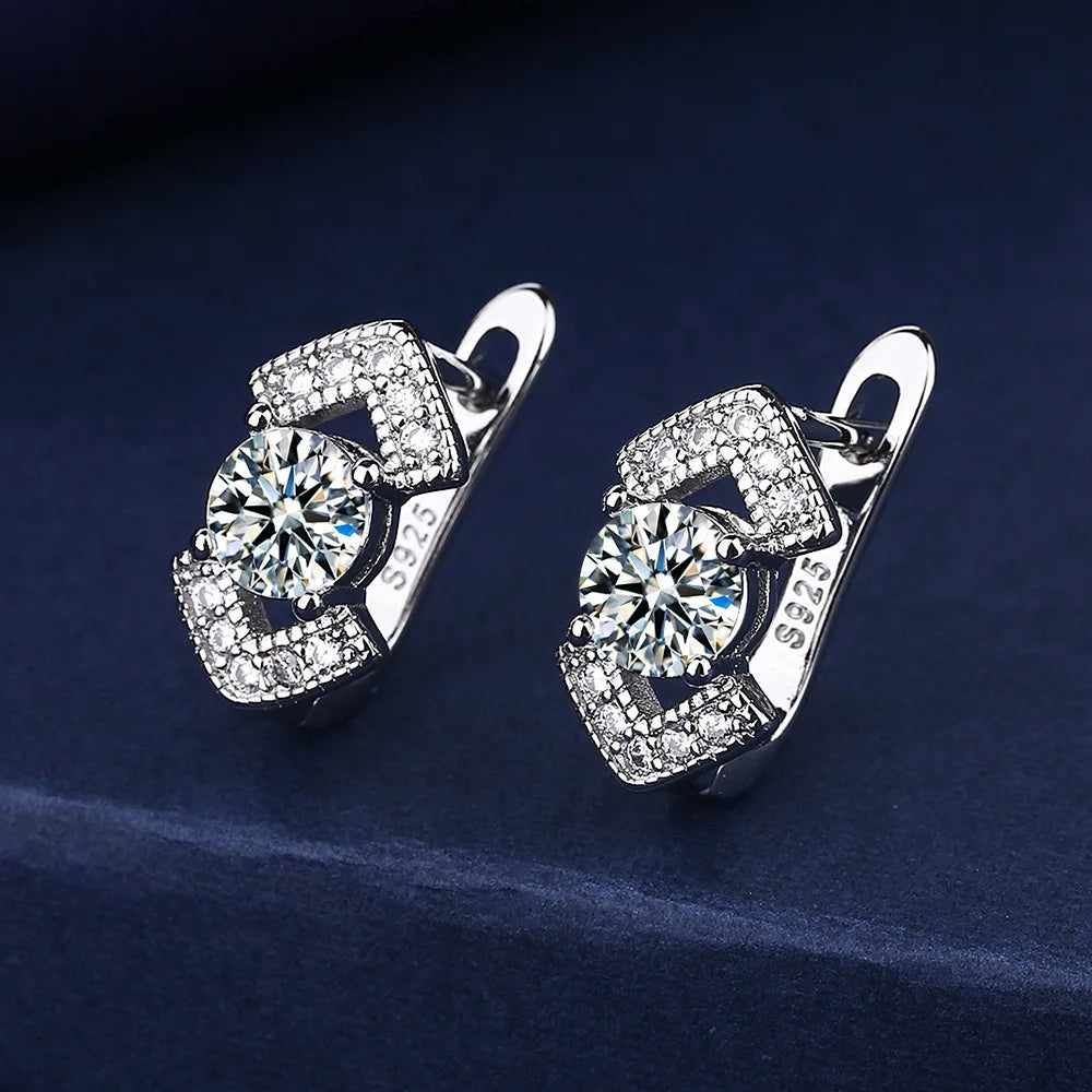 Retro Zircon Silver Earrings