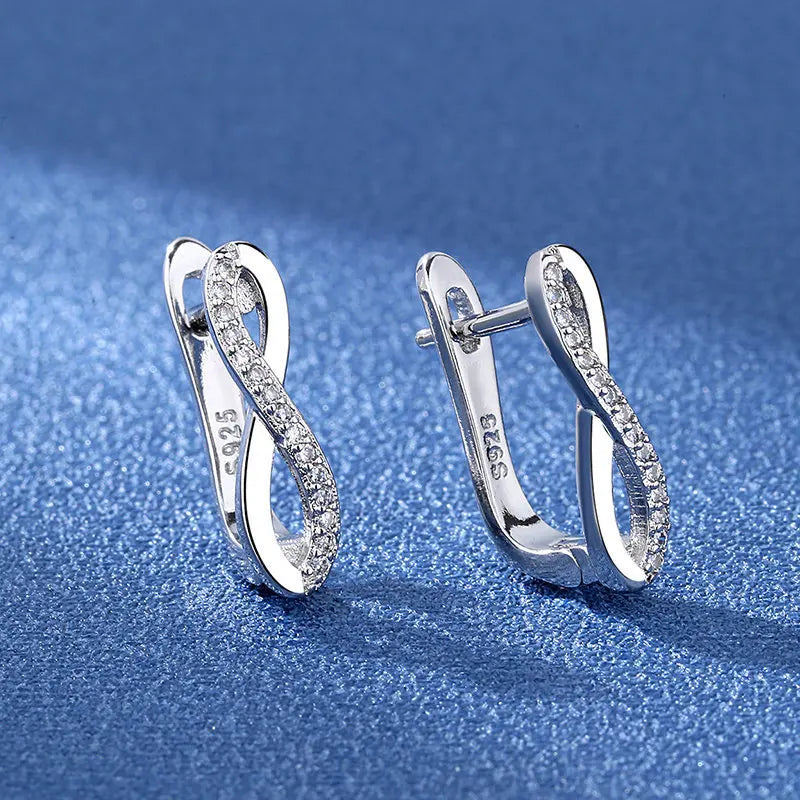 Retro Zircon Silver Earrings