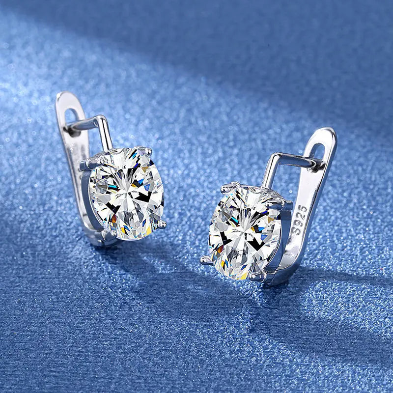 Retro Zircon Silver Earrings