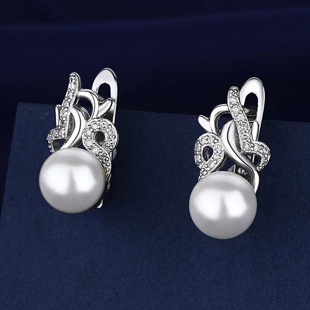 Retro Zircon Silver Earrings