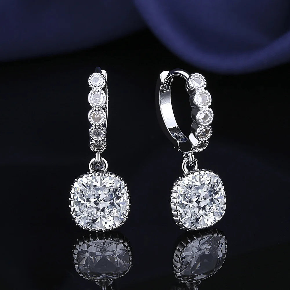 Retro Zircon Silver Earrings