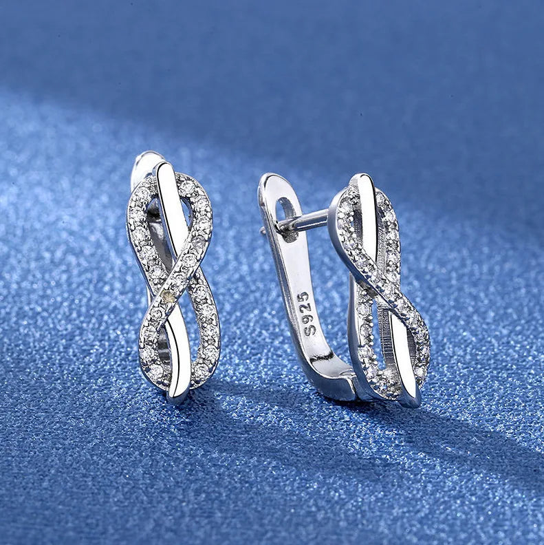 Retro Zircon Silver Earrings
