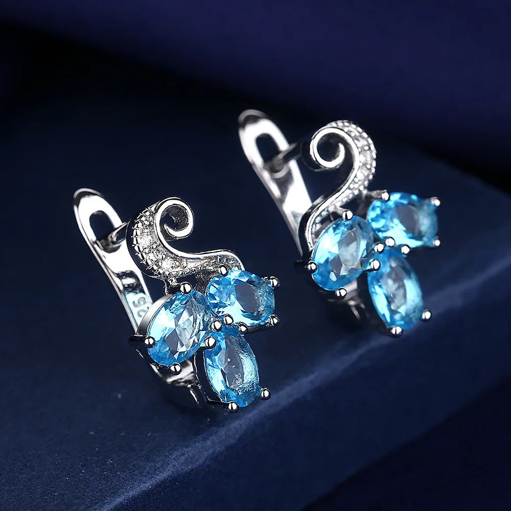 Retro Zircon Silver Earrings