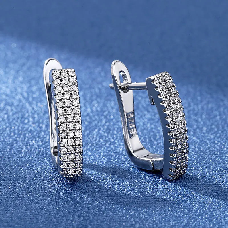 Retro Zircon Silver Earrings
