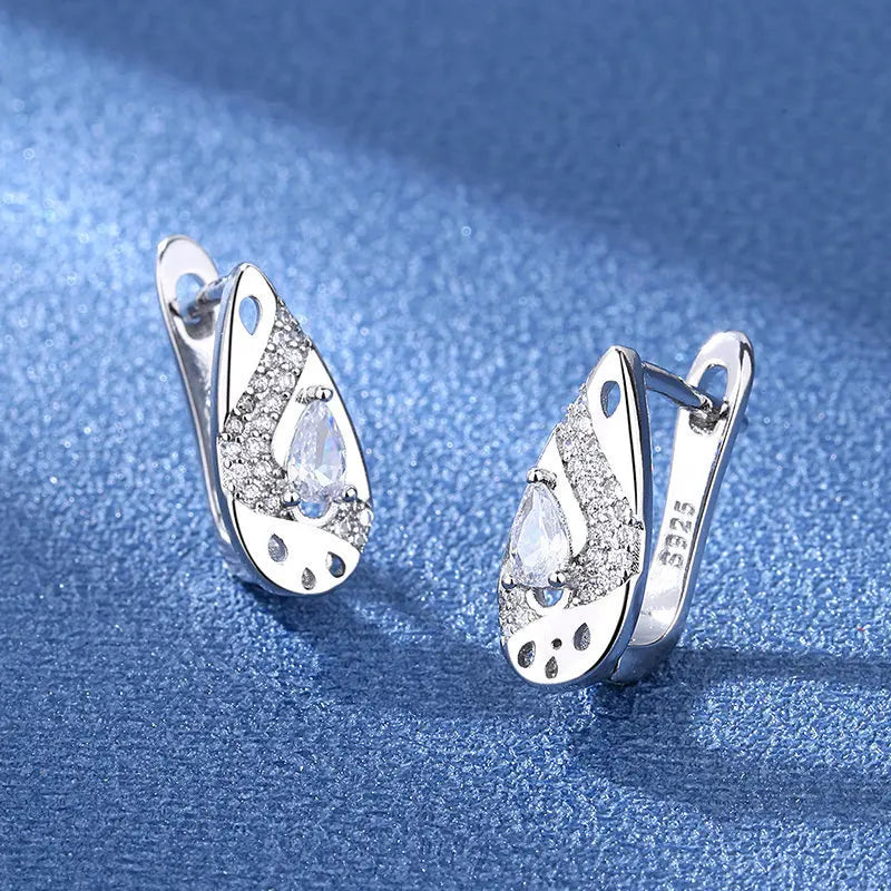 Retro Zircon Silver Earrings