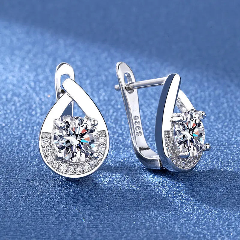 Retro Zircon Silver Earrings
