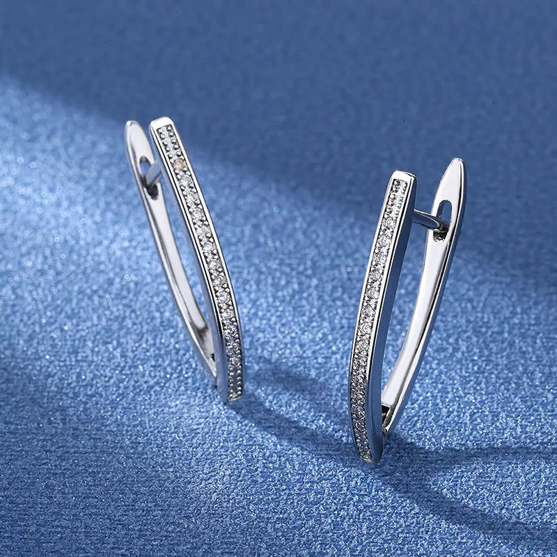 Retro Zircon Silver Earrings