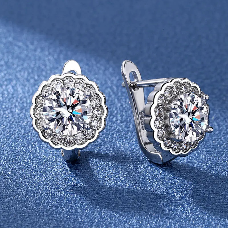 Retro Zircon Silver Earrings