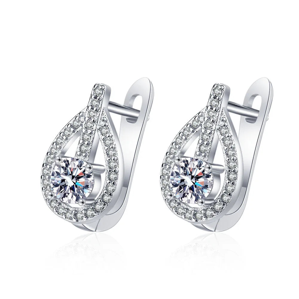 Retro Zircon Silver Earrings